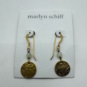 Marlyn Schiff Gold Medallion Dangle Earrings